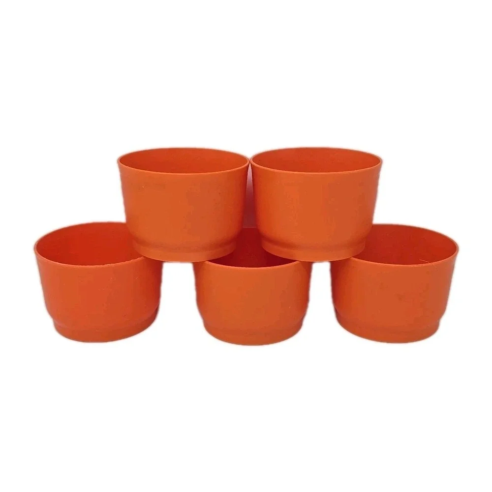 5 Vintage Tupperware #1229  Snack Cups 4oz With Lids Orange U57